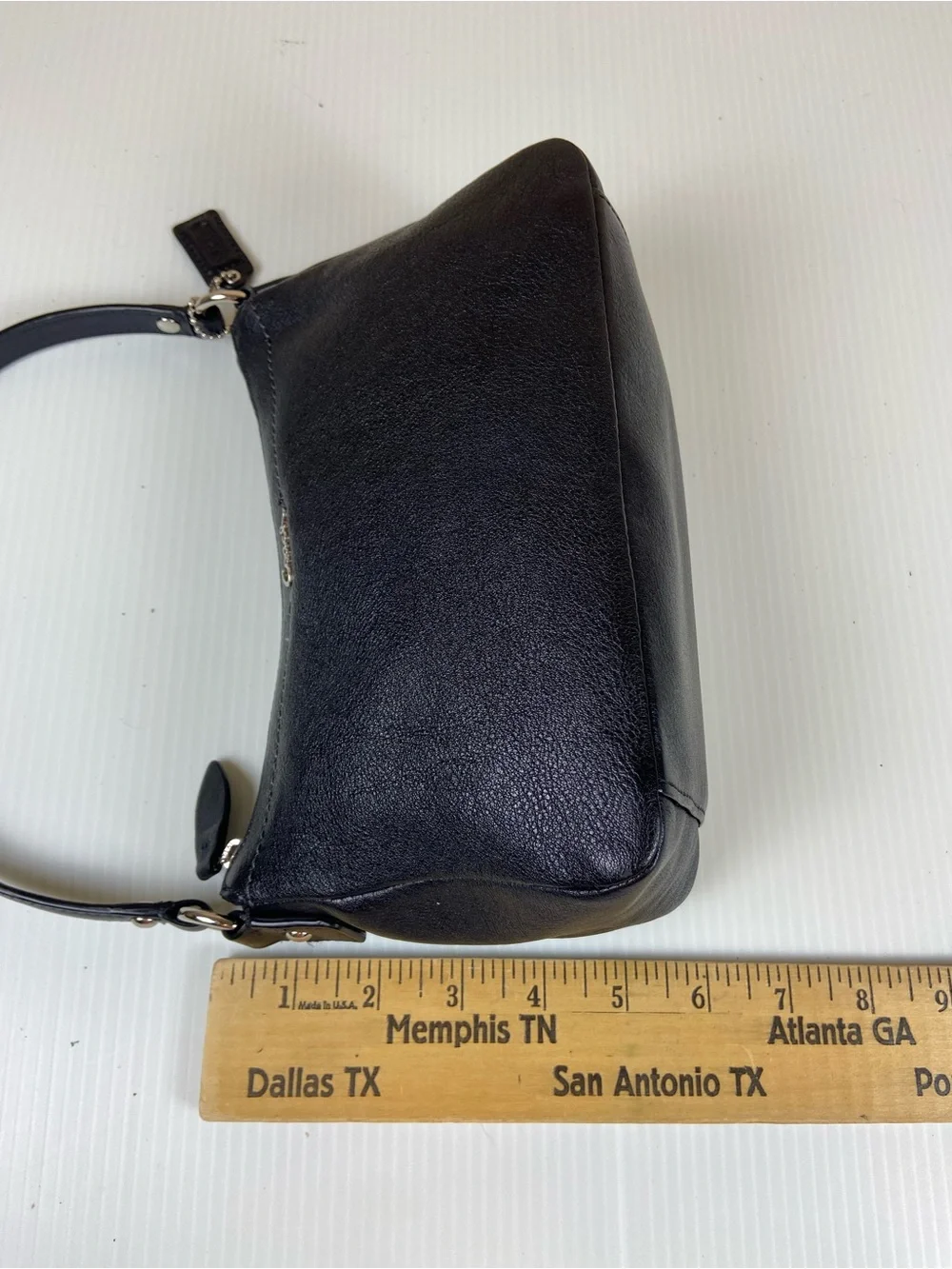 Coach Black Leather Mini Shoulder Bag Y2K Baguette Purse